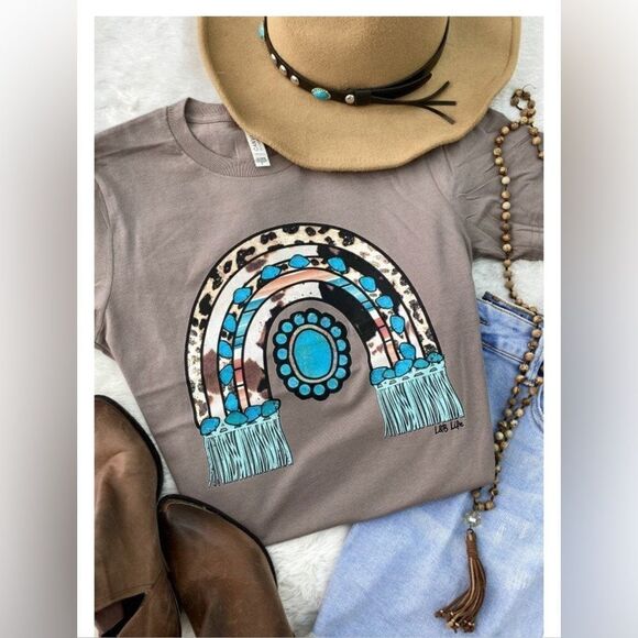 Leopard and turquoise style T-shirt - Picture 1 of 1